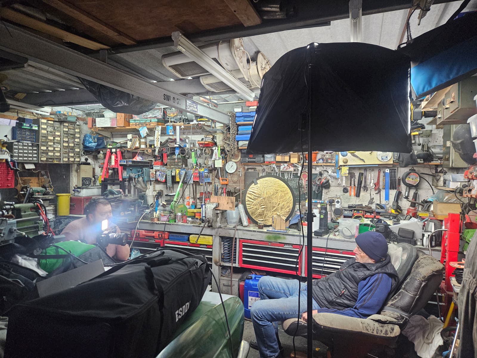 A relaxed filming setup showing the professional kit without feeling intimidating.